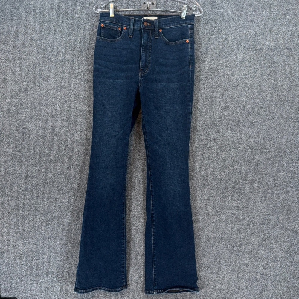 Madewell Skinny Flare Jeans Womens 27 Blue Dark Wash Denim Stretch High Rise